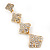 Bridal Ice Clear Crystal Cascade Drop Earrings In Gold Plating - 7cm Length - view 7