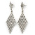 Clear Crystal Diamond Shape Drop Earrings In Rhodium Plating - 6.5cm Length - view 5