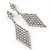 Clear Crystal Diamond Shape Drop Earrings In Rhodium Plating - 6.5cm Length - view 8