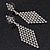 Clear Crystal Diamond Shape Drop Earrings In Rhodium Plating - 6.5cm Length - view 2
