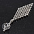 Clear Crystal Diamond Shape Drop Earrings In Rhodium Plating - 6.5cm Length - view 4