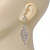 Clear Crystal Diamond Shape Drop Earrings In Rhodium Plating - 6.5cm Length - view 6