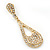 Bridal Diamante Open-Cut Teardrop Earrings In Gold Plating - 6.5cm Length - view 3