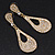 Bridal Diamante Open-Cut Teardrop Earrings In Gold Plating - 6.5cm Length - view 7