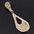 Bridal Diamante Open-Cut Teardrop Earrings In Gold Plating - 6.5cm Length - view 9
