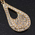 Bridal Diamante Open-Cut Teardrop Earrings In Gold Plating - 6.5cm Length - view 10