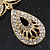 Stunning Crystal Filigree Drop Earring In Gold Plating - 6.5cm Length - view 4