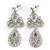 Stunning Crystal Filigree Drop Earring In Silver Plating - 6.5cm Length - view 5