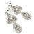 Stunning Crystal Filigree Drop Earring In Silver Plating - 6.5cm Length - view 9