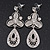 Stunning Crystal Filigree Drop Earring In Silver Plating - 6.5cm Length
