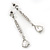 Silver Plated CZ Linear Drop Earrings - 6.5cm Length - view 9