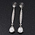 Silver Plated CZ Linear Drop Earrings - 6.5cm Length - view 4