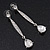 Silver Plated CZ Linear Drop Earrings - 6.5cm Length - view 7