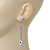 Silver Plated CZ Linear Drop Earrings - 6.5cm Length - view 2