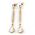 Gold Plated CZ Linear Drop Earrings - 6.5cm Length - view 4