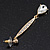 Gold Plated CZ Linear Drop Earrings - 6.5cm Length - view 6