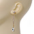 Gold Plated CZ Linear Drop Earrings - 6.5cm Length - view 5