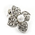 Clear Crystal Simulated Pearl Flower Stud Earrings In Silver Plating - 2cm Diameter - view 8