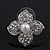 Clear Crystal Simulated Pearl Flower Stud Earrings In Silver Plating - 2cm Diameter - view 2