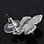 Clear Crystal Simulated Pearl Flower Stud Earrings In Silver Plating - 2cm Diameter - view 3