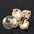 Clear Crystal Simulated Pearl Flower Stud Earrings In Gold Plating - 2cm Diameter - view 4