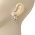 Clear Crystal Simulated Pearl Flower Stud Earrings In Gold Plating - 2cm Diameter - view 6