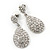 Bridal Clear Diamante Teardrop Earrings In Rhodium Plating - 4cm Length - view 7