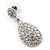 Bridal Clear Diamante Teardrop Earrings In Rhodium Plating - 4cm Length - view 8