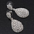 Bridal Clear Diamante Teardrop Earrings In Rhodium Plating - 4cm Length - view 2