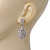 Bridal Clear Diamante Teardrop Earrings In Rhodium Plating - 4cm Length - view 5