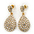 Bridal Clear Diamante Teardrop Earrings In Gold Plating - 4cm Length - view 4