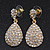 Bridal Clear Diamante Teardrop Earrings In Gold Plating - 4cm Length