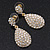 Bridal Clear Diamante Teardrop Earrings In Gold Plating - 4cm Length - view 6