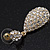 Bridal Clear Diamante Teardrop Earrings In Gold Plating - 4cm Length - view 3