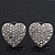 Classic Clear Diamante 'Heart' Stud Earrings In Rhodium Plating - 15mm Length - view 6