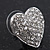 Classic Clear Diamante 'Heart' Stud Earrings In Rhodium Plating - 15mm Length - view 5