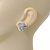 Classic Clear Diamante 'Heart' Stud Earrings In Rhodium Plating - 15mm Length - view 2
