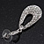 Bridal Crystal Teardrop Earrings In Rhodium Plating - 4cm Length - view 9