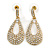 Bridal Crystal Teardrop Earrings In Gold Plating - 4cm Length - view 11