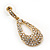 Bridal Crystal Teardrop Earrings In Gold Plating - 4cm Length - view 5
