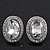 Small Oval Clear Glass Stud Earrings In Silver Plating - 2cm Length - view 7