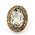 Small Oval Clear Glass Stud Earrings In Gold Plating - 2cm Length - view 8