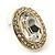 Small Oval Clear Glass Stud Earrings In Gold Plating - 2cm Length - view 9