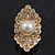 Exotic Diamante Faux Pearl Stud Earrings In Gold Plating - 2.5cm Length - view 3