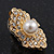 Exotic Diamante Faux Pearl Stud Earrings In Gold Plating - 2.5cm Length - view 4