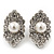 Exotic Diamante Faux Pearl Stud Earrings In Rhodium Plating - 2.5cm Length - view 4
