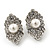 Exotic Diamante Faux Pearl Stud Earrings In Rhodium Plating - 2.5cm Length - view 8