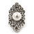 Exotic Diamante Faux Pearl Stud Earrings In Rhodium Plating - 2.5cm Length - view 9