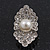 Exotic Diamante Faux Pearl Stud Earrings In Rhodium Plating - 2.5cm Length - view 3