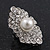 Exotic Diamante Faux Pearl Stud Earrings In Rhodium Plating - 2.5cm Length - view 2